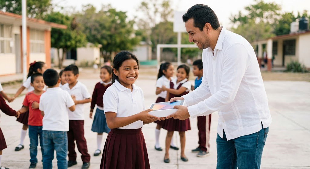 Entrega de equipo en escuela beneficiada